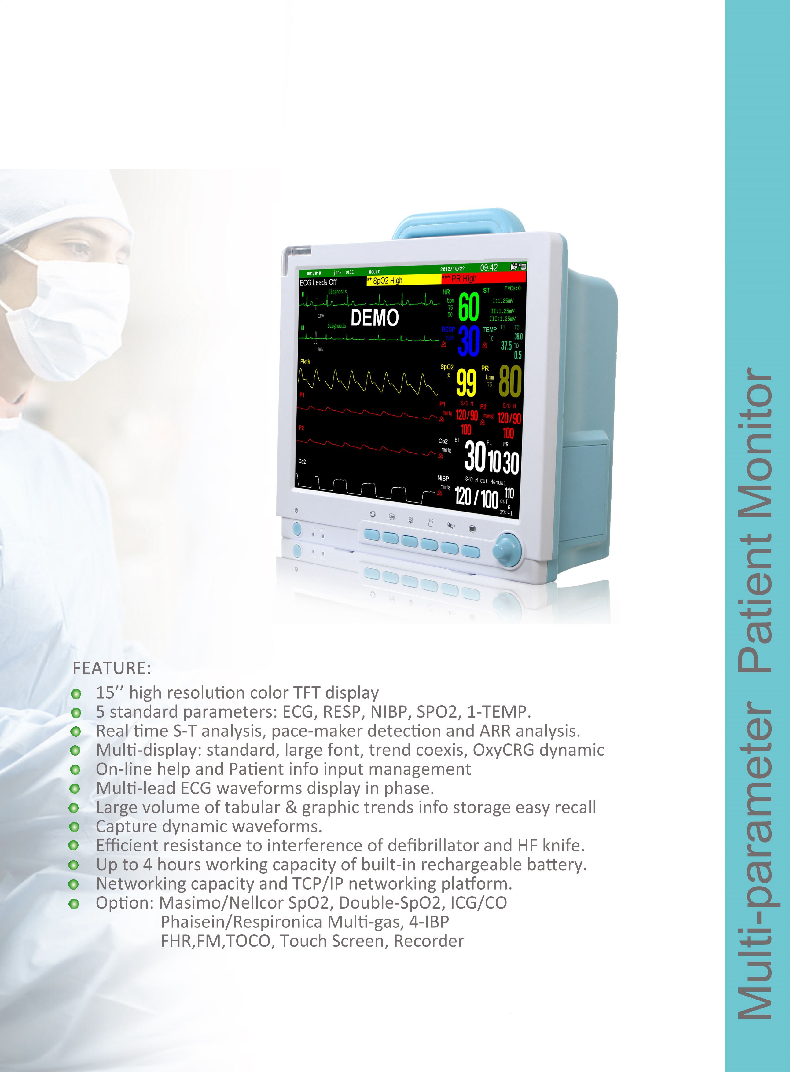 15inch icu monitor parameter